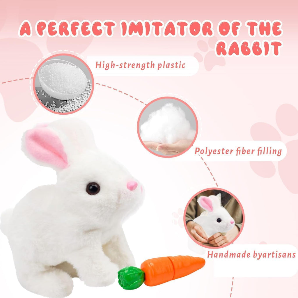 (Pack of 5) Easter Bunny Toy, Rabbit Interactive Hopping Electronic Pet Plush Bunny Toy with Sounds and Movements