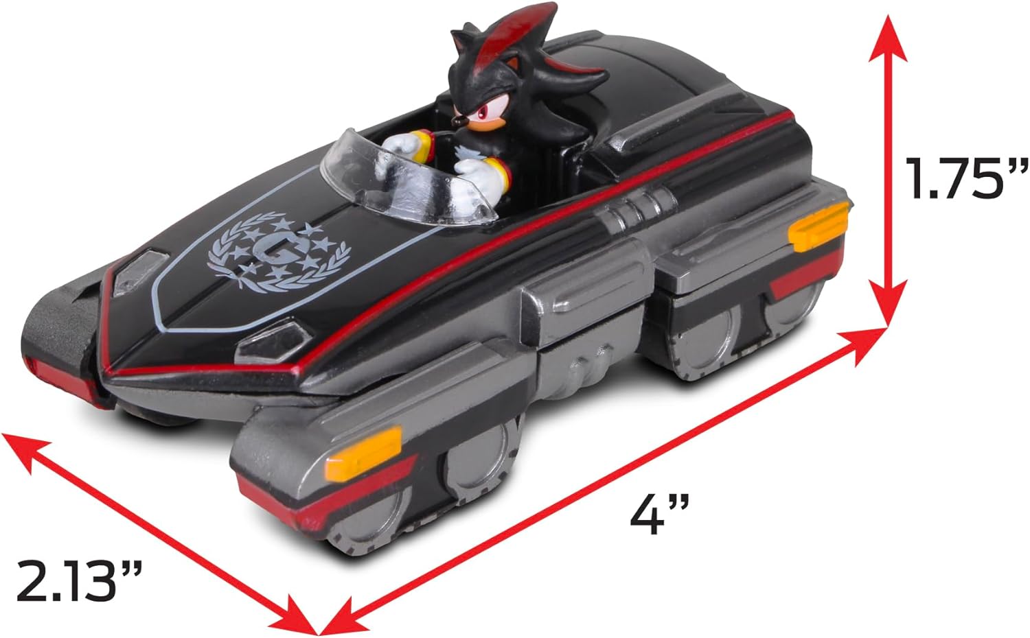(Pack of 8) Sonic The Hedgehog All-Stars Racing Transformed Shadow Pull Back Racer; No Batteries Required; Pull Back, Let go, and Watch Shadow Race,Black