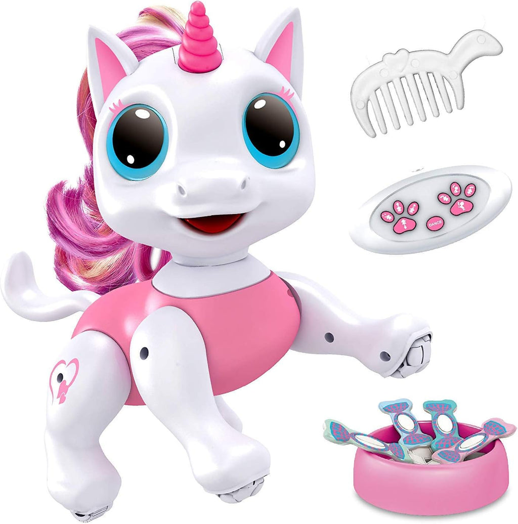 (Pack of 4) Pets Unicorn Toy for Girls and Boys - Remote Control Robot Toys with Interactive Hand Motion Gestures, STEM Programmable Treats, Walking, Dancing Robot Unicorn Kids Toy (Pink)
