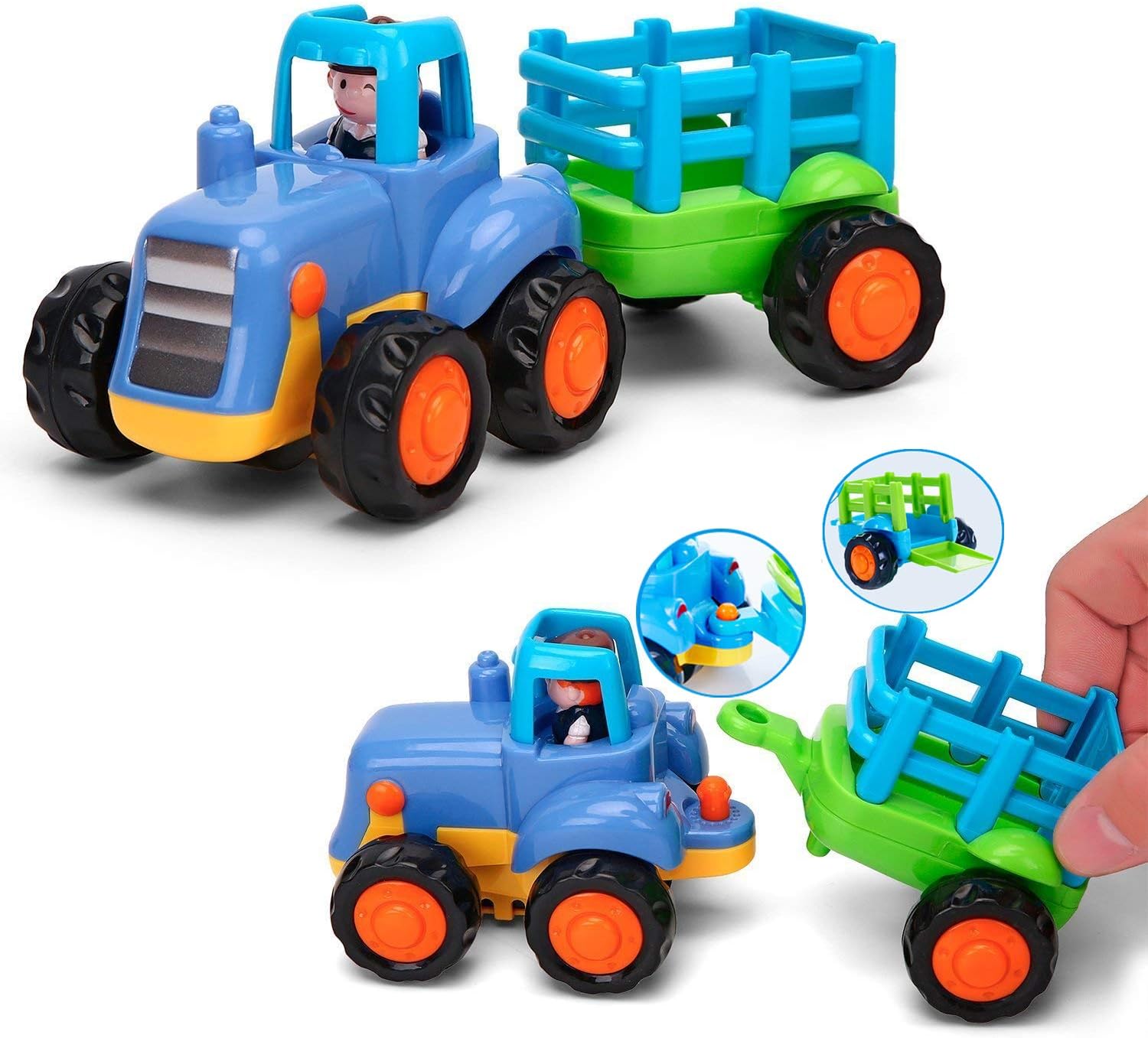 (Pack of 5)Friction Powered Cars Push and Go Trucks Construction Vehicles Toys Set of Tractor Bulldozer Dump Truck Cement Mixer for Baby Toddlers