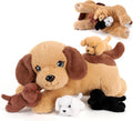 (Pack of 5) 5 Pieces Dog Stuffed Animals with Babies Inside Belly - 1 Mommy Stuffed Dog with 4 Puppy Plush - Stuffed Puppy Plush Toy for Kids Age 3-8