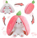 (Pack of 6) Cuddle Bunny Stuffed,Strawberry  Bunny Transformed Rabbit Plush Zipper,Turns Into Ears Bunnies Plushies Toy Cute Stuffy Doll