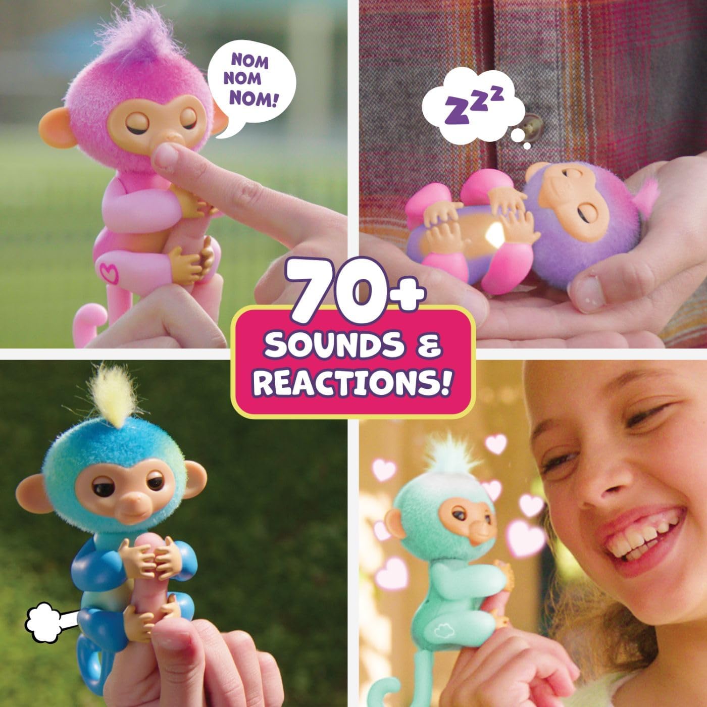 (Pack of 6) Interactive Baby Monkey Reacts to Touch – 70+ Sounds & Reactions – Leo (Blue)
