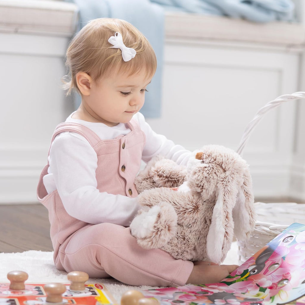 (Pack of 4)Burrow Bunny Stuffed Animal Plushie with Big Feet, Floppy Ears & Fluffy Tail, Adorable Pretend Play Toddler Toys for Girls & Boys 3+