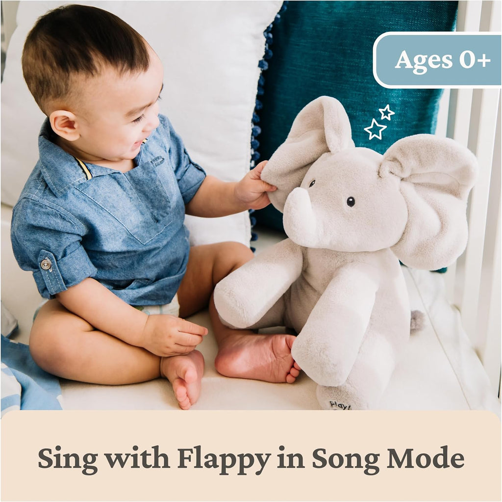 (Pack of 8) Baby Animated Flappy The Elephant Plush, Singing Stuffed Animal Baby Toy for Ages 0 and Up, Gray, 12"