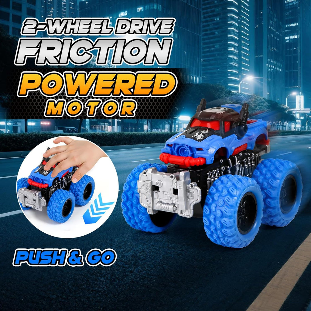 (Pack of 9)Monster Truck Toys for Kids, 6 Pack Friction Powered Push and Go Cars