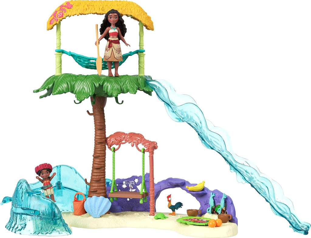 (Pack of 3)Moana’s Island Adventure Playset with Moana & Simea Small Dolls, 2 Character Friends, 5 Play Areas & 8 Accessories