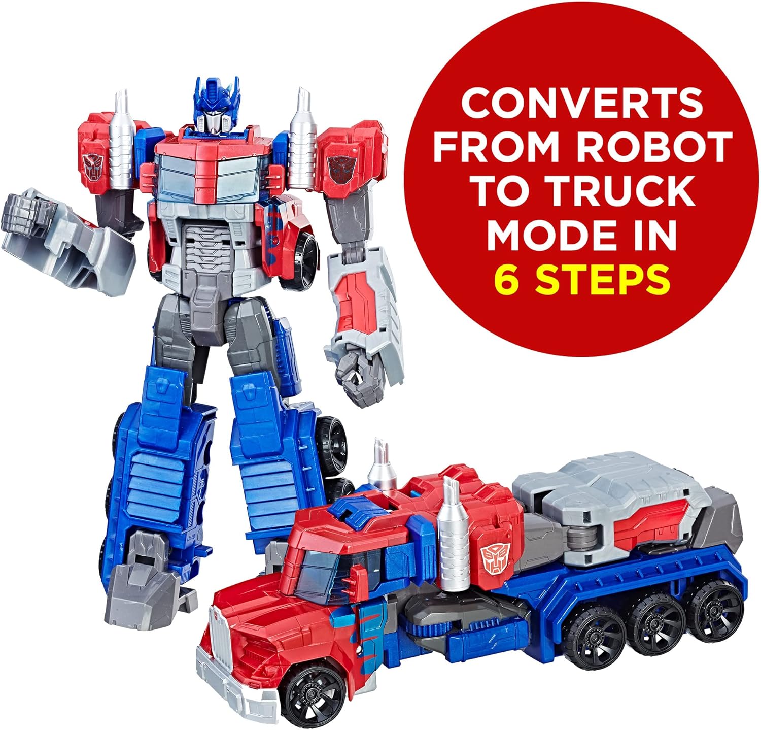 (Pack of 4) Heroic Optimus Prime Action Figure - Timeless Large-Scale Figure, Changes into Toy Truck - Toys for Kids 6 and Up, 11-inch