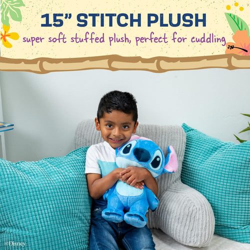 (Pack of 4) Baby Lilo & Stitch Soft Huggable Stuffed Animal Cute Plush Toy for Toddler Boys and Girls, Blue Stitch 15 Inches