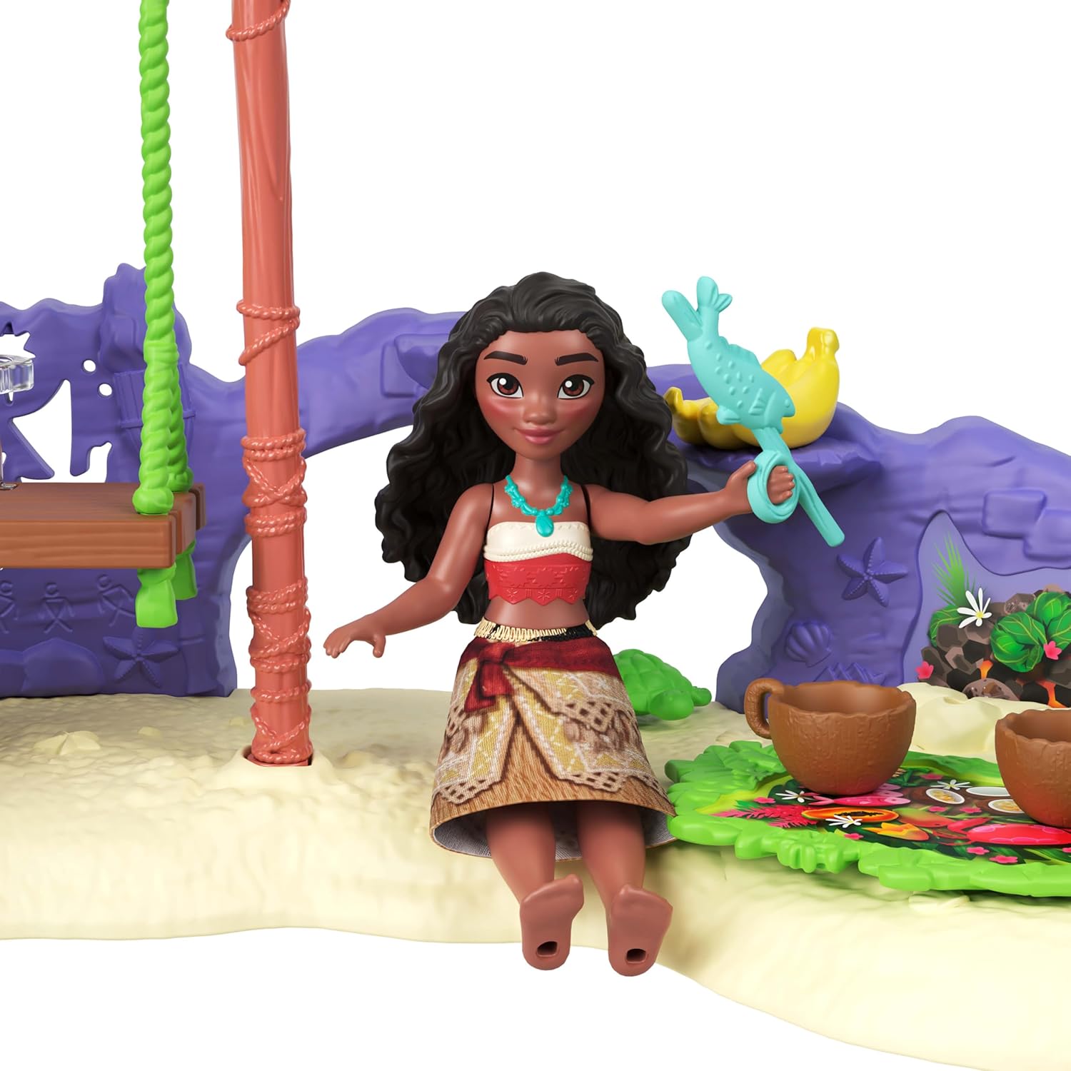 (Pack of 3)Moana’s Island Adventure Playset with Moana & Simea Small Dolls, 2 Character Friends, 5 Play Areas & 8 Accessories