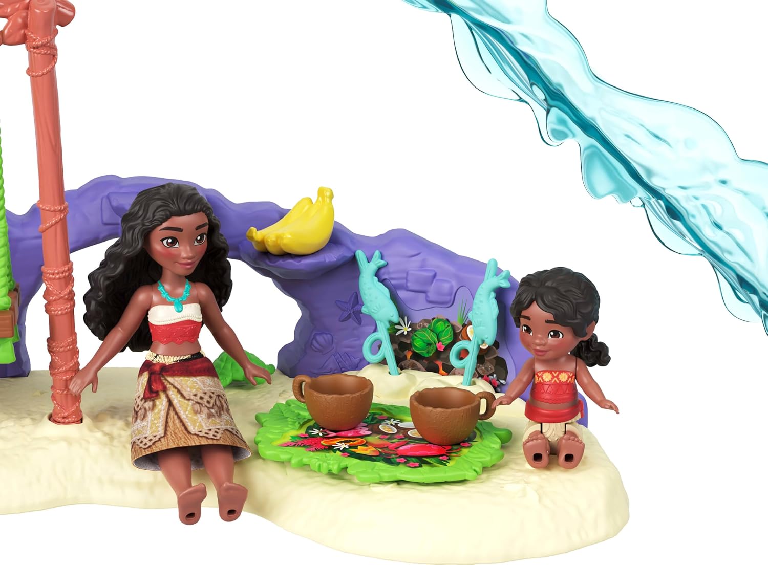 (Pack of 3)Moana’s Island Adventure Playset with Moana & Simea Small Dolls, 2 Character Friends, 5 Play Areas & 8 Accessories